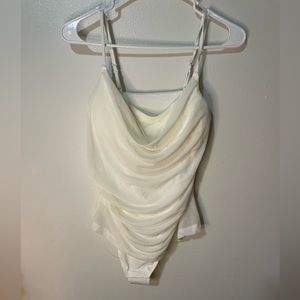 Built In Shapewear 2 in 1 Mesh Draped Cami Top